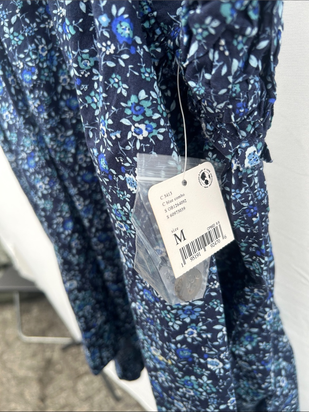 Free People Navy Blue Floral Smocked Sundress - Picture 9 of 9